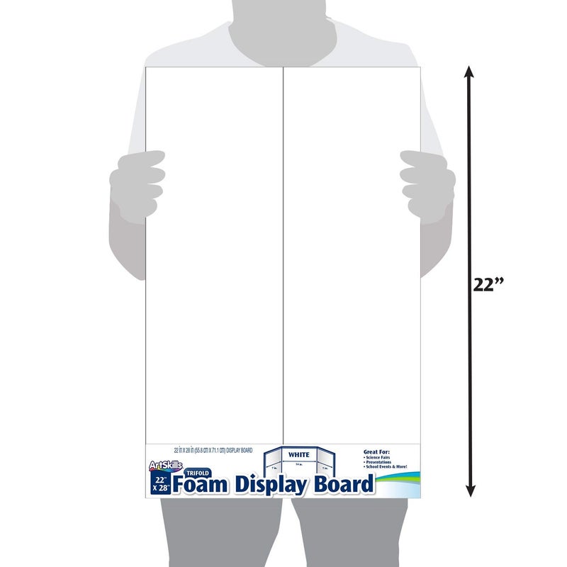 ArtSkills Tri-fold, 28" x 22" Trifold Foam Display Board, White, 28" W x 22" H, 5 Pack - Image 3